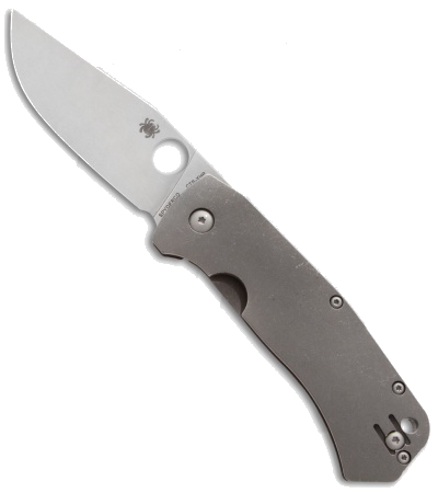 Spyderco Slysz Bowie Frame Lock Knife Titanium 3 375 Stonewash C 186 TIP