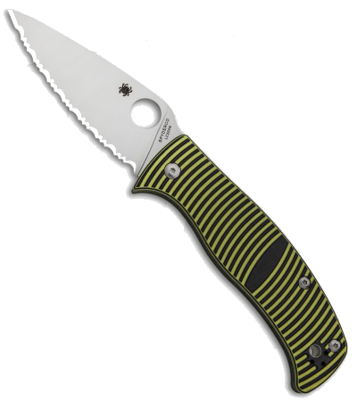 Spyderco Caribbean C217GS Black/Yellow G-10 Fully Serrated Blade Knife