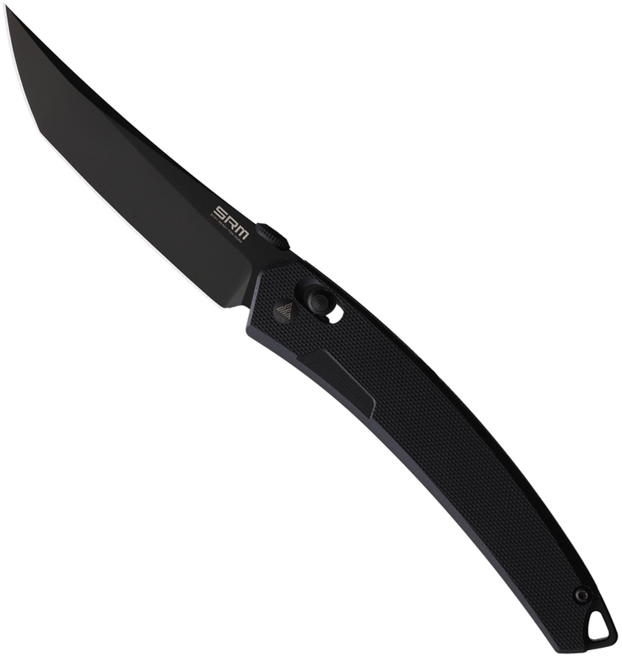 product image for SRM 9211 Black Folding Knife with G10 Handle and 8Cr13MoV Tanto Plain Blade