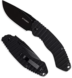 product image for STANBIK Black Folding Knife D2 Blade G10 Handle