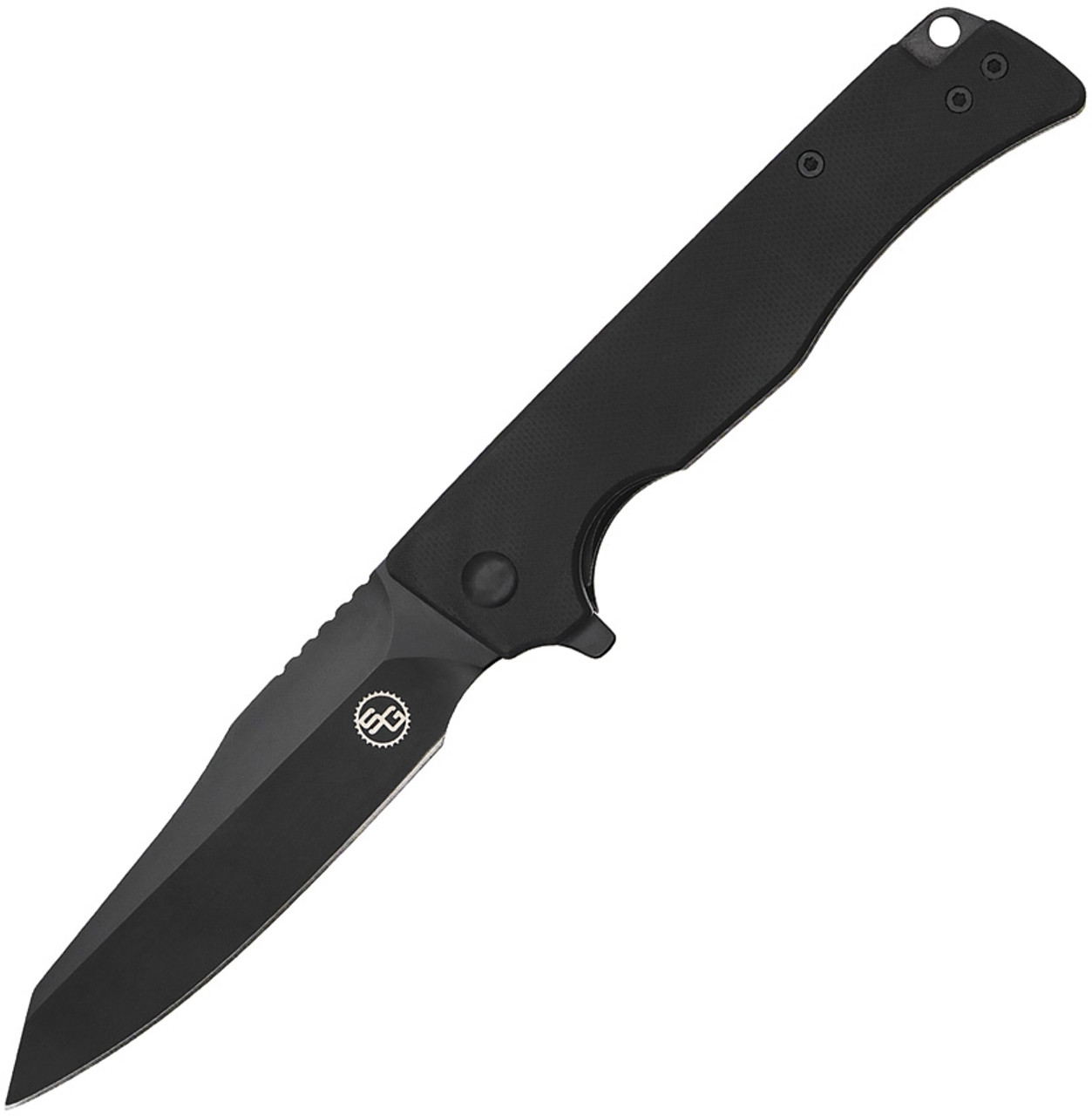 product image for StatGear Ausus Black Slim Folding Knife D2 Reverse Tanto Plain Blade STAT 117 BLK