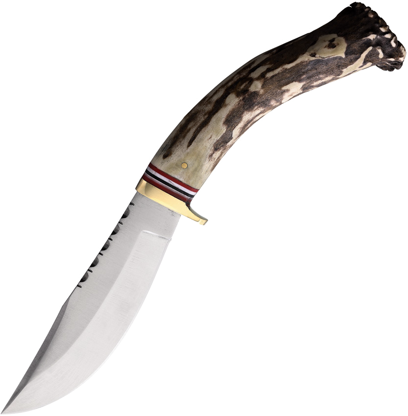 product image for Steel-Stag Stag Hunter 5 - Satin Finish Stainless Blade with Stag Handle and Brown Leather Sheath