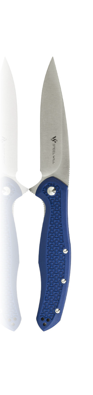 Steel Will Intrigue F45-17 Blue Red FRN Handle Plain D2 Edge Liner Lock Knife