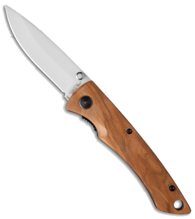 product image for Stone River Gear Ceramic Folding Knife Olive Wood White Blade SRG2WMO