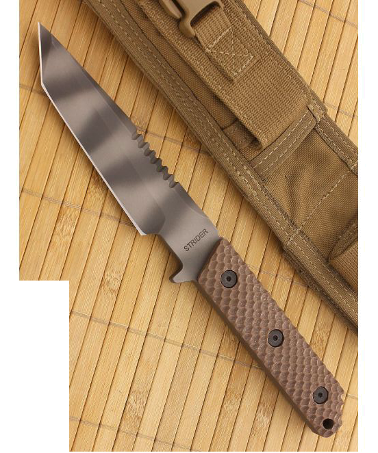 Strider Brown Gunner Grip G10 Tigerstripe Knife