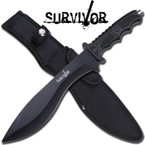 product image for Survivor Black Leaf Blade Knife with Glass Breaker and Sheath