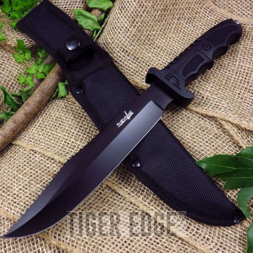 product image for Survivor 13 Stealth Black Lightweight Tactical Combat Knife W Sheath