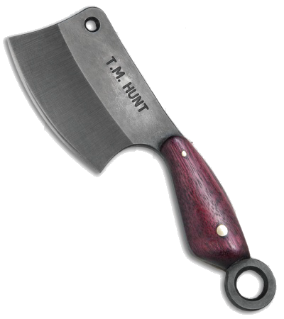 product image for T-M Hunt Leave It Cleaver Keychain Knife Black Blade Purple Heart Wood Handle