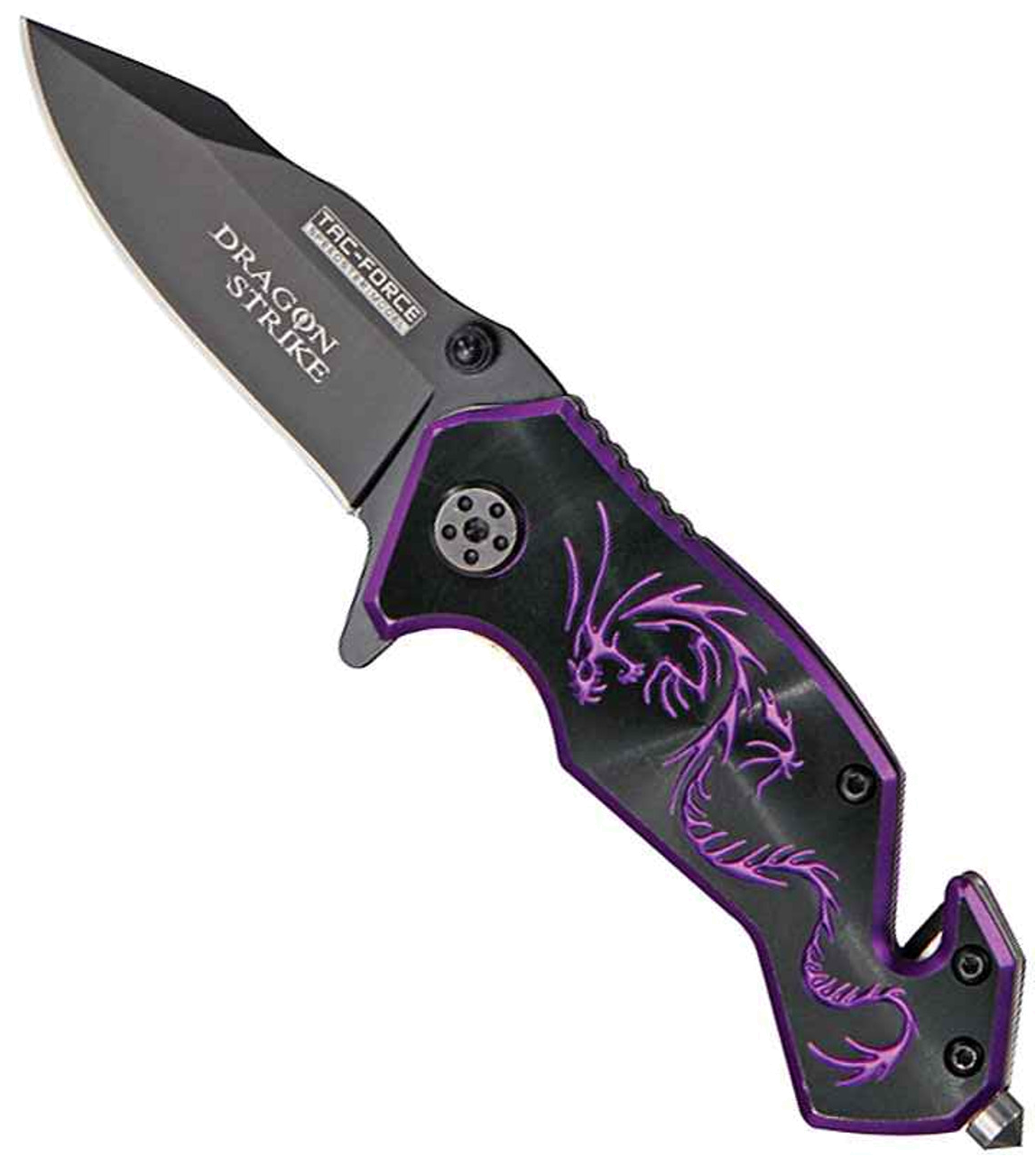 Tac-Force Dragon Strike Stainless Blade Purple Anodized Aluminum Handles product image