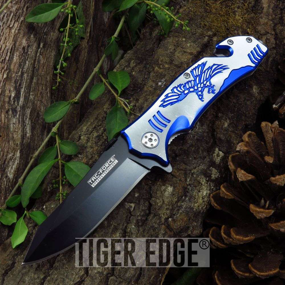 Tac-Force Blue Eagle Spring Assisted Rescue Folding Pocket Knife Model TF-428WB product image