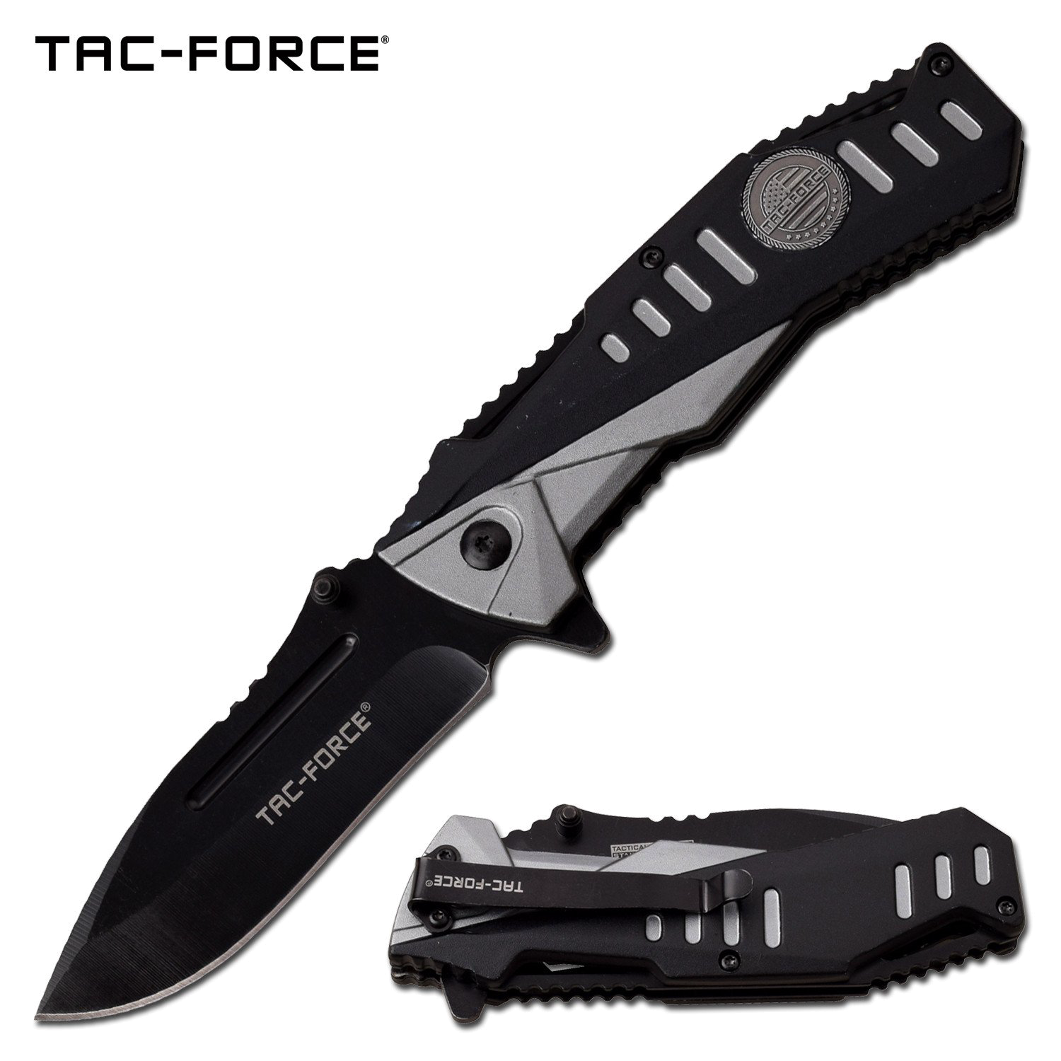 product image for Tac-Force EDC Tactical Folding Knife Gray - Model 3.5 Black Drop Blade