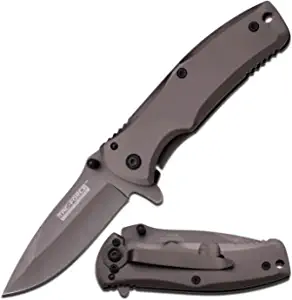 product image for Tac Force TF-848 Grey Titanium Coated Stainless Steel Spring Assisted Folding Pocket Knife