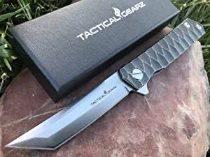 product image for TacticalGearz TC4 Titanium Premium Pocket Knife CPM-D2 Steel Tanto Blade