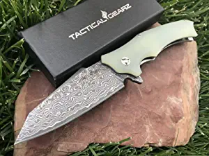 product image for Tactical Gearz Damascus Steel Vex XT Pocket Knife with G10 Handle