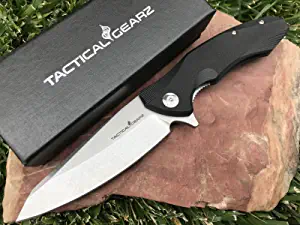 product image for Tactical-Gearz TG Zeta Black G10 Handle D2 Steel Stonewashed Blade Pocket Knife