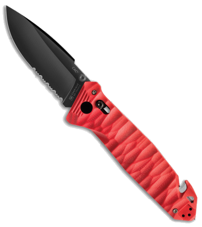 product image for TB Outdoor CAC Bar Lock Knife with Breaker Red Polymer Model 3.7 Black Serrated