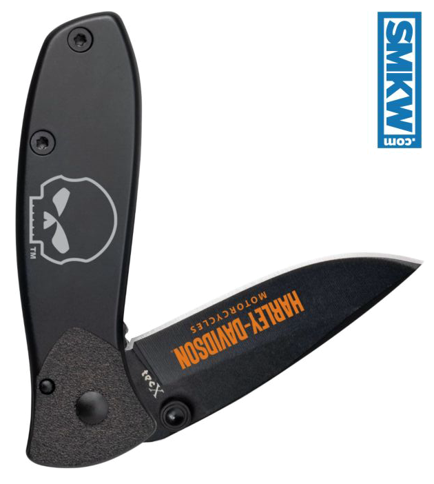 product image for Tec-X Harley-Davidson Skull Linerlock Folding Knife Black