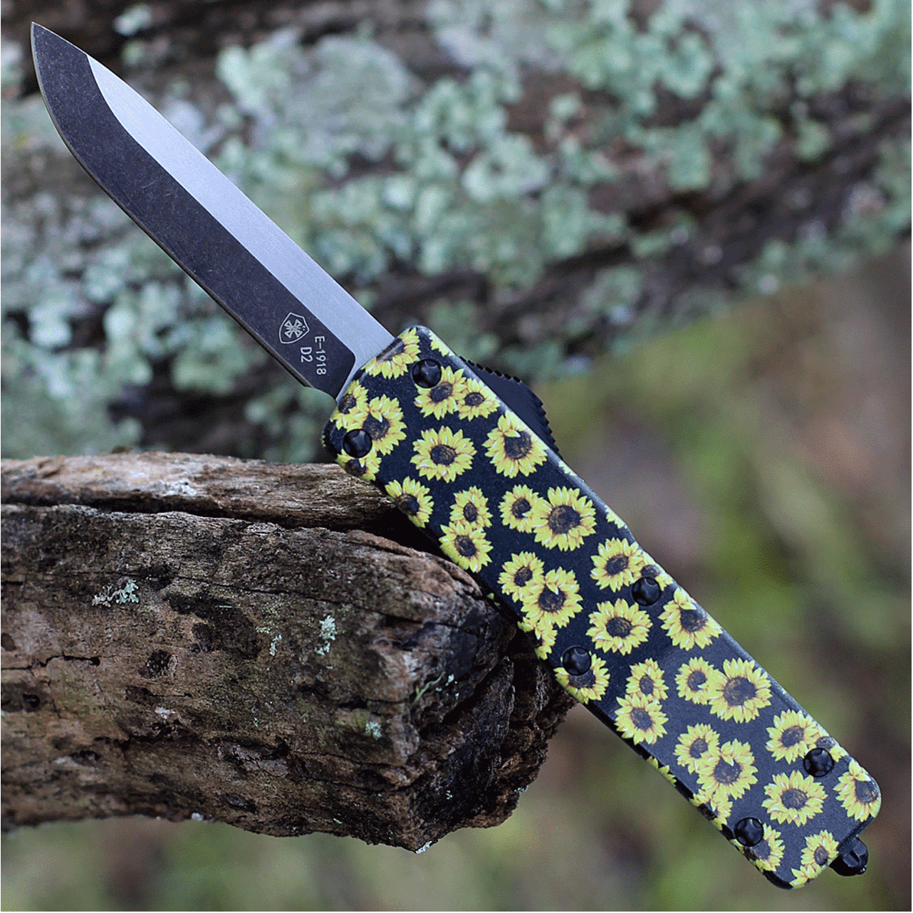 Templar Lightweight OTF Knife - Sunflower Yellow with D2 Black Drop Point Blade - Model SA SUN 32 1