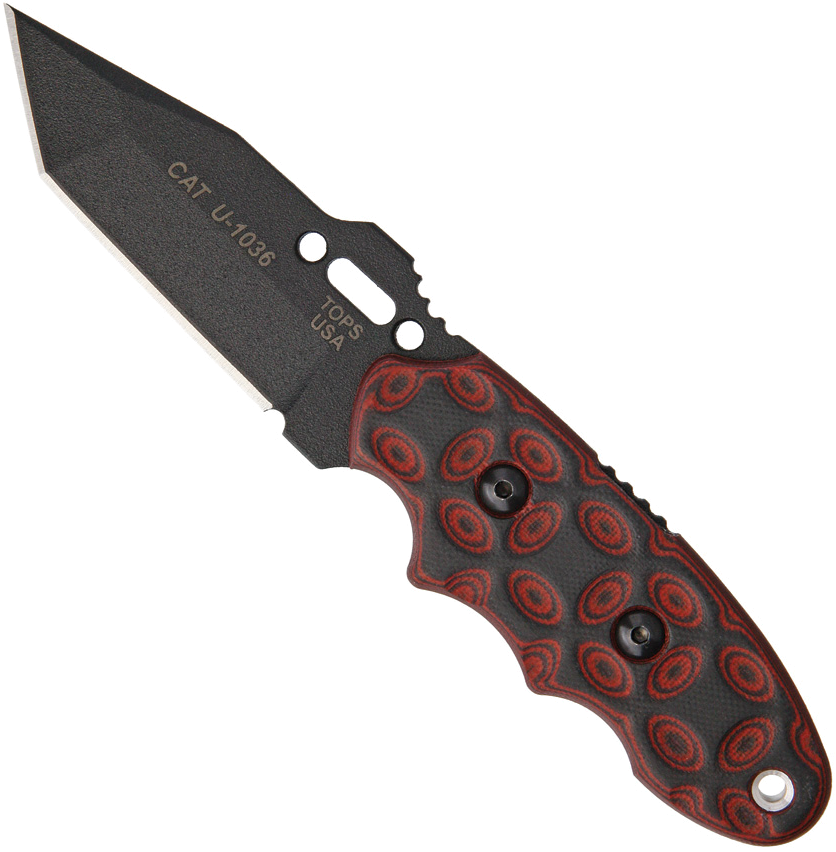 product image for TOPS C.A.T. 1095 Black Tanto Blade with Red and Black G-10 Handle