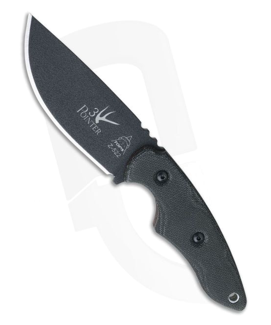 product image for TOPS Knives 3 Pointer Black 1095 Carbon Steel Black Canvas Micarta Model 3PR-01