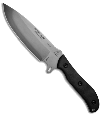 TOPS Knives Silent Hero Fixed Blade Black River Wash 1095 Steel Micarta Handle