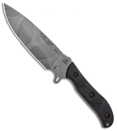 TOPS Knives Silent Hero Fixed Blade Knife Urban Camo 1095 Steel with Black Smooth Micarta Handle