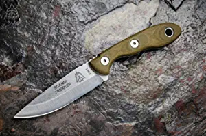 product image for TOPS Knives Scandi Trekker Green Canvas Micarta Handle 1095 Steel Fixed Blade Knife