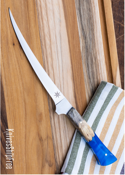 product image for Town Cutler Tahoe Bliss 6 Curved Boning Knife - Buckeye Burl Blue Metallic Resin - Nitro V