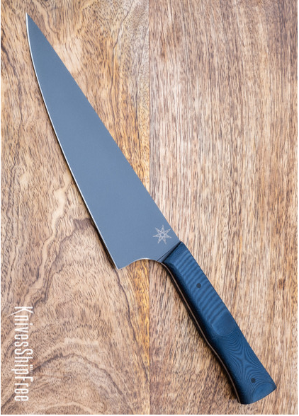 product image for Town Cutler eXo Blue 7" Chef Knife Blue Linen Micarta Nitro-V Cerakote Finish