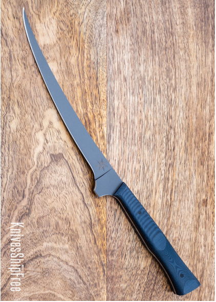 product image for Town Cutler eXo Blue Curved Boning Knife Blue Linen Micarta Nitro-V Cerakote Finish