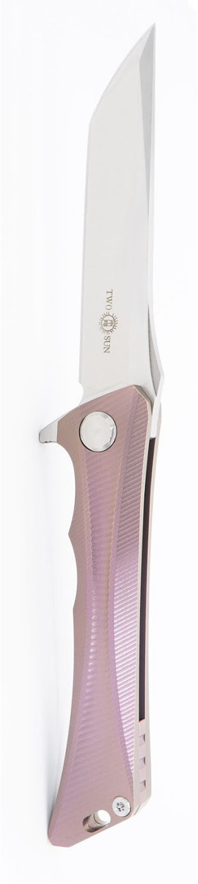 product image for TwoSun TS 59 Purple Titanium Folding Knife M390 Plain Edge