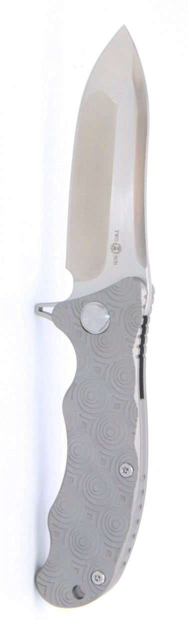 product image for TwoSun TS 72 Folding Knife Titanium Handle M390 Plain Edge