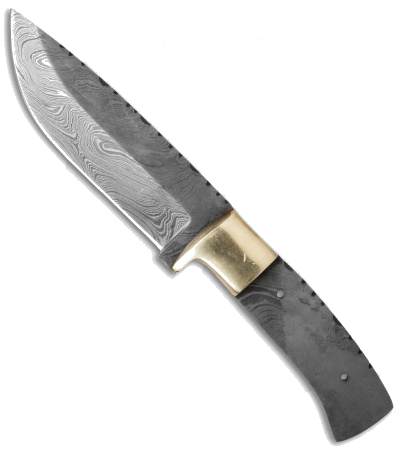 product image for Damascus Steel Drop Point Hunter Knife Blank with Brass Bolster