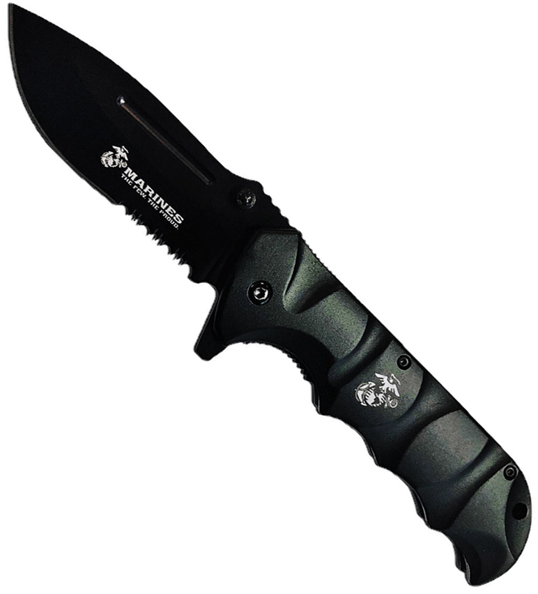 product image for USMC Linerlock A O Black 3.75 Model 5"