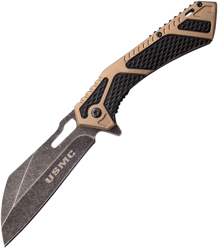product image for USMC Black Tan Assisted Opening Linerlock Knife