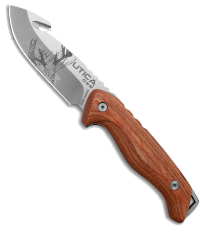 product image for Utica Shoehorn Elk II Fixed Blade Knife with Gut Hook Pakkawood Handle