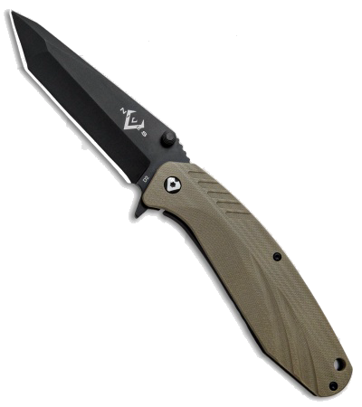product image for V-Nives SFL Tanto Frame Lock Knife Tan G-10 3.5" Black Blade