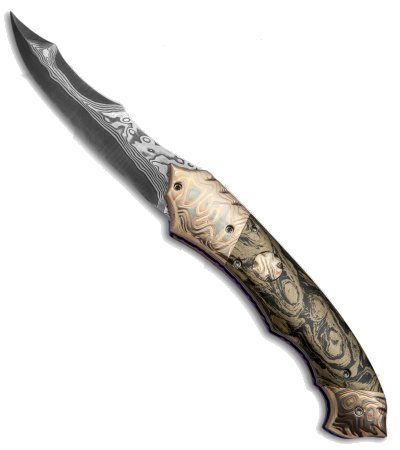 product image for Vallotton Custom Thorn Automatic Knife Purple M4 Mokume Damascus