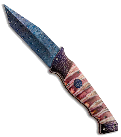 product image for Vallotton Custom Triad Automatic Knife with Mammoth Molar & Damascus
