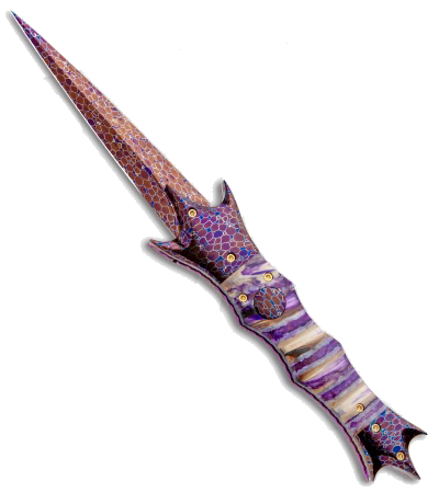 product image for Vallotton Purple Mammoth Molar Warlock's Apprentice Auto Knife Damascus Blade
