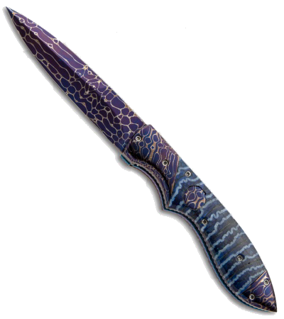 product image for Vallotton Custom Wasp Automatic Knife Blue Mammoth Molar Damascus