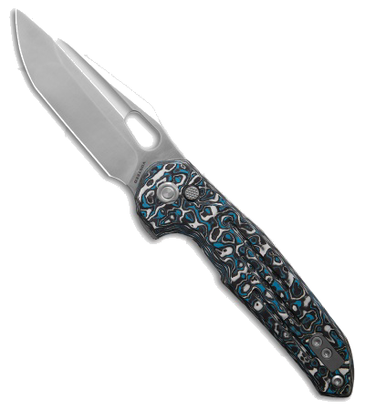 product image for Vosteed Thunderbird Tanto Button Lock Knife Blue White Carbon Fiber