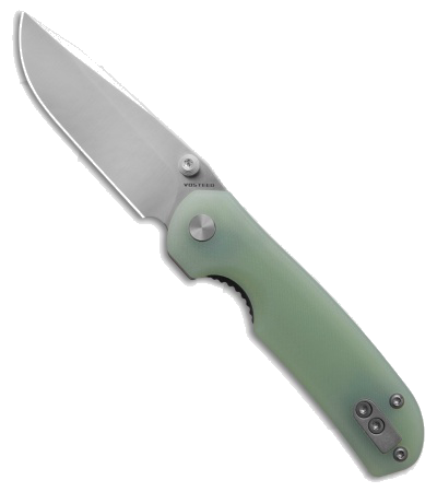 Vosteed Chipmunk A1403 Jade G10 Drop Point Liner Lock Knife 2.6" Satin 14C28N product image