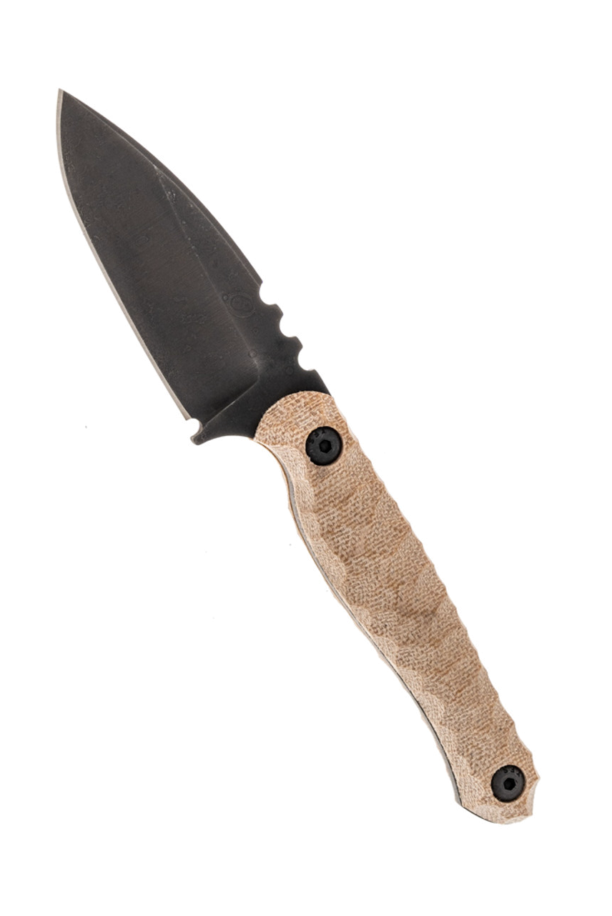 product image for Wachtman-Knife-and-Tool Eddy 2 Black 80CRV2 Blade Coyote Micarta Handle