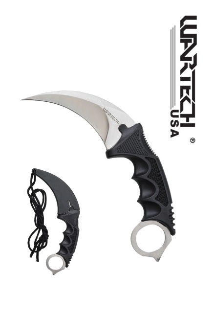 product image for Wartech Karambit Neck Knife Silver Blade with Black Slim Sheath