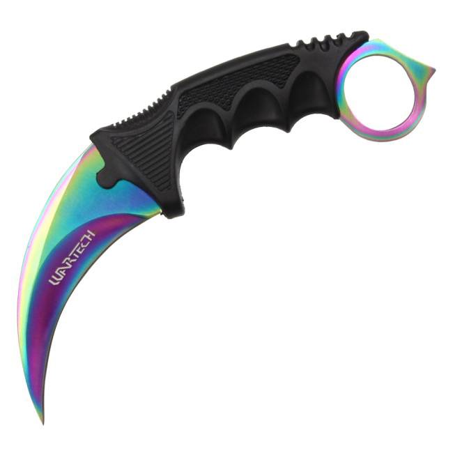 product image for Wartech Karambit Tactical Combat Fixed Blade Neck Knife Rainbow 2.5" Blade