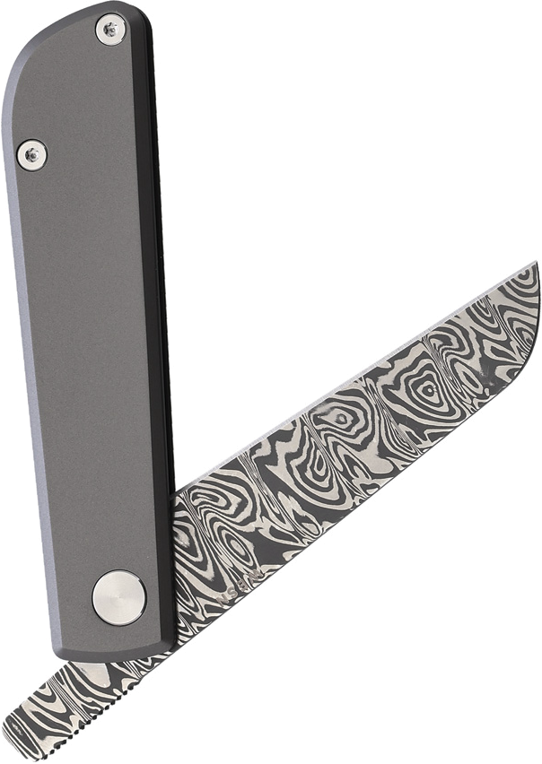 product image for Wesn-Goods Samla Folder Titanium Gray 2.5" Damascus Steel Blade