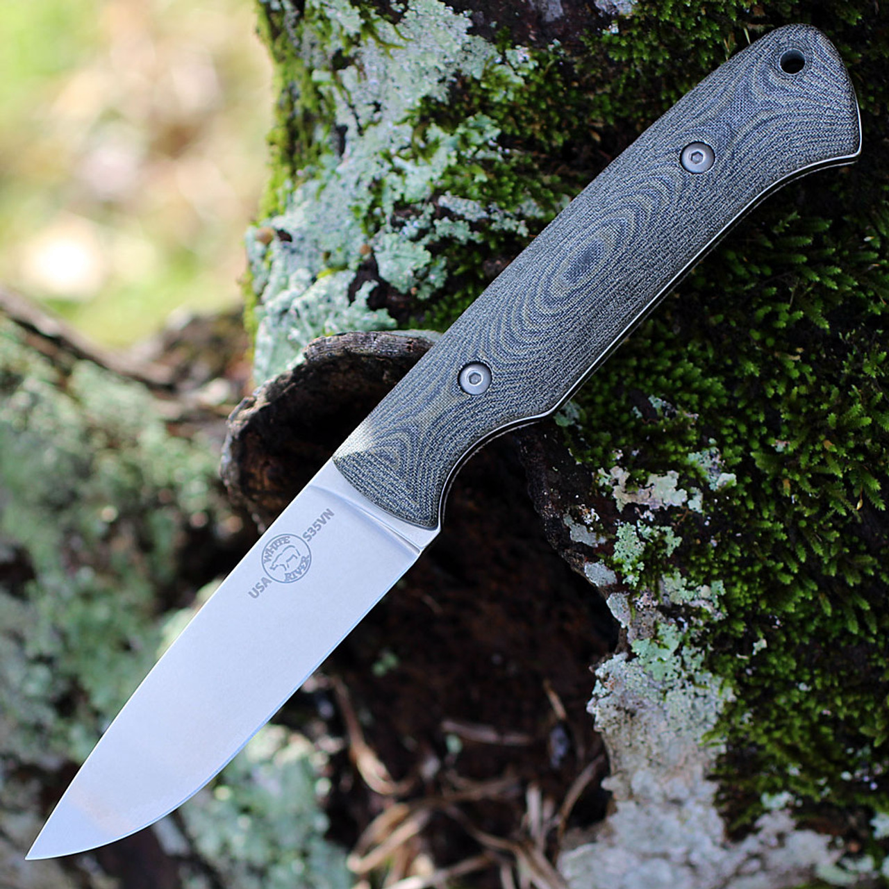 product image for White River Knife & Tool Model 1 Black OD Linen Micarta CPM S35VN Fixed Blade Knife