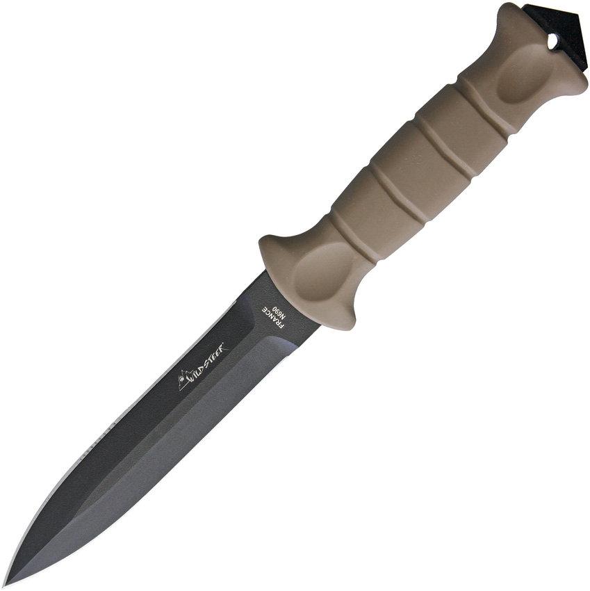 Wild-Steer Black N690 SAS Fixed Blade Knife Tan Handle product image