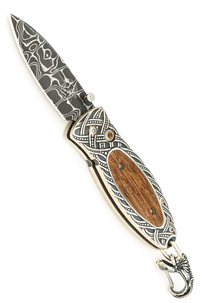product image for William Henry B02 Victory Sterling Silver & HMS Victory Wood Inlay Intrepid Damascus Blade